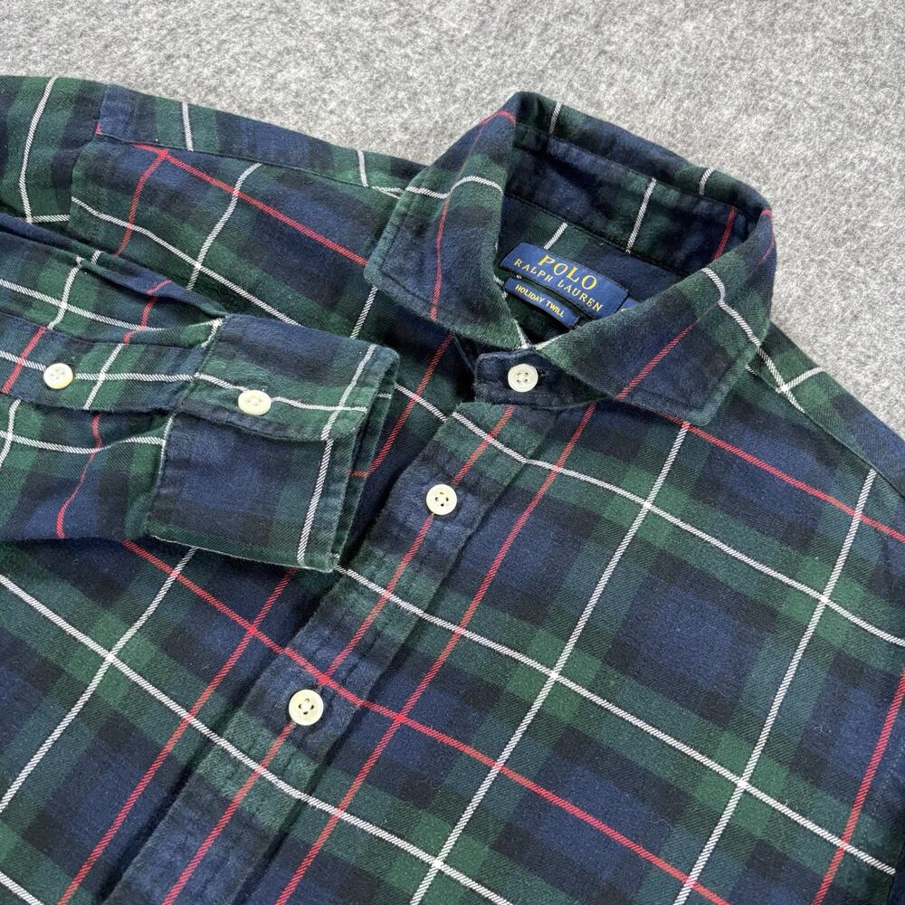 Polo Ralph Lauren Holiday Twill Plaid Shirt Green Blue Men’s Small